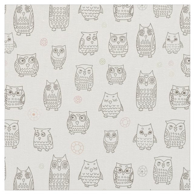 Pattern with owls fabric (Close Up)