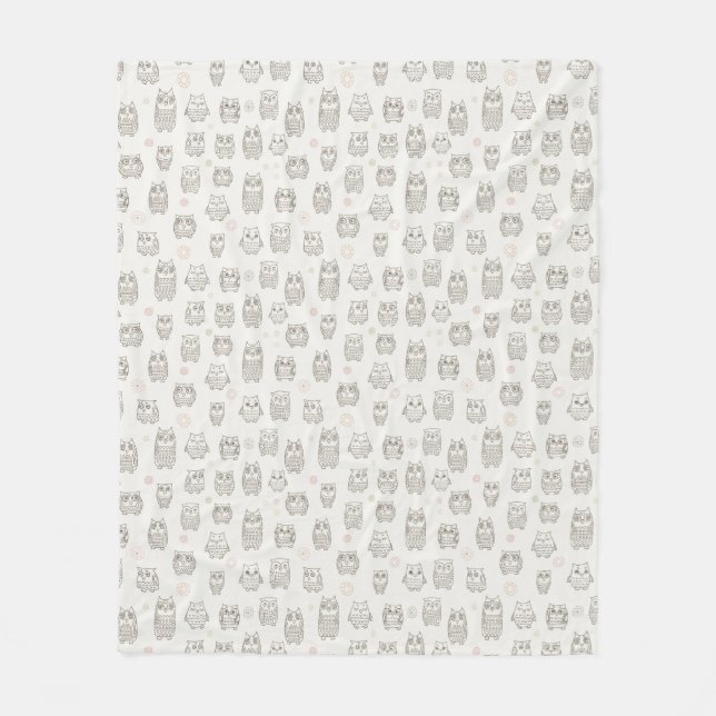 Pattern with owls fleece blanket (Front)
