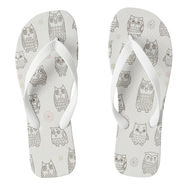 Pattern with owls flip flops (Footbed)