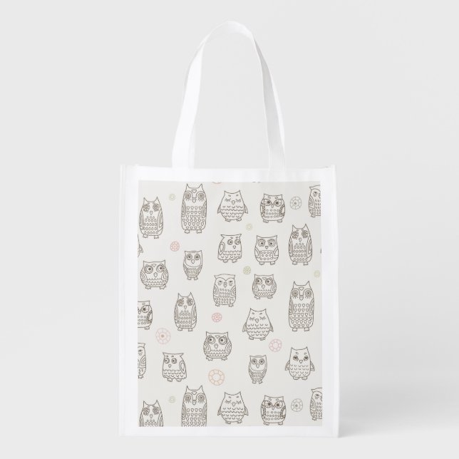 Pattern with owls grocery bag (Front)