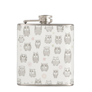 Pattern with owls hip flask