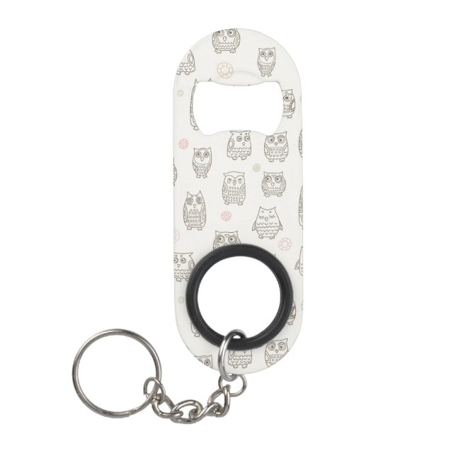 Pattern with owls keychain bottle opener (Front)