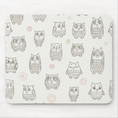 Pattern with owls mouse pad