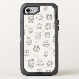 Pattern with owls OtterBox defender iPhone SE/8/7 case