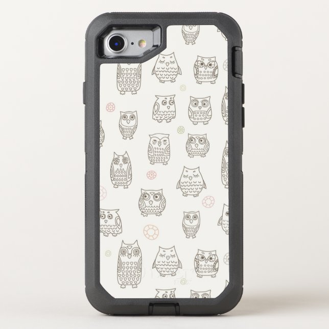 Pattern with owls otterbox iPhone case (Back)