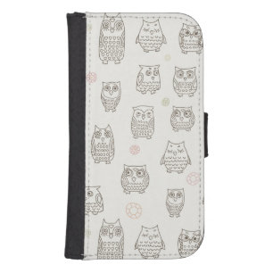 Pattern with owls galaxy s4 wallet case