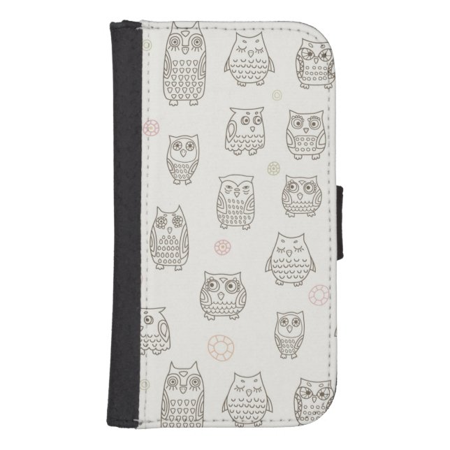 Pattern with owls samsung galaxy wallet case (Front)