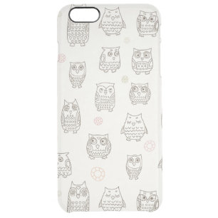 Pattern with owls clear iPhone 6 plus case