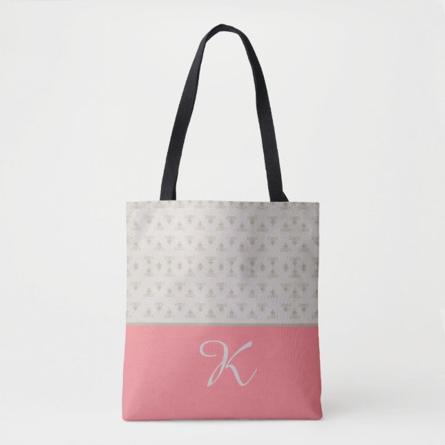 Pattern with Peach Color Tote Bag (Front)
