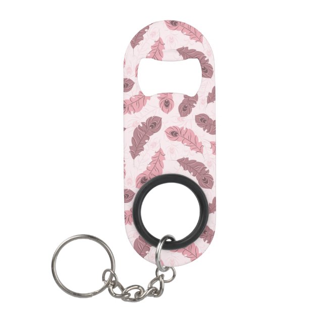 pattern with peacock feathers keychain bottle opener (Front)