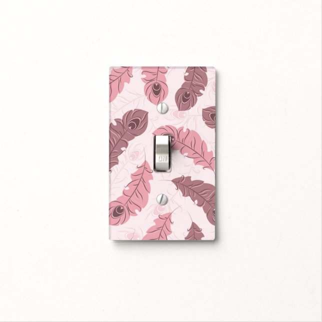 pattern with peacock feathers light switch cover (In Situ)