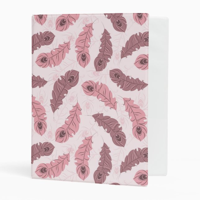 pattern with peacock feathers mini binder (Front/Inside)