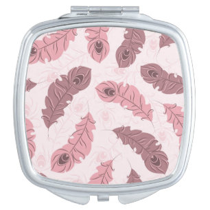 pattern with peacock feathers mirror for makeup