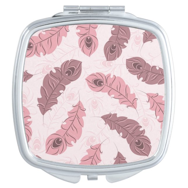 pattern with peacock feathers mirror for makeup (Front)