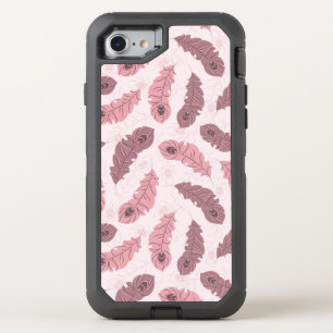 pattern with peacock feathers OtterBox defender iPhone SE/8/7 case
