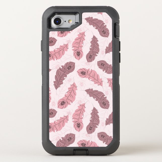 pattern with peacock feathers otterbox iPhone case (Back)