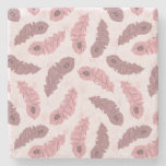 pattern with peacock feathers stone coaster