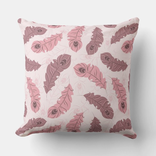 pattern with peacock feathers throw pillow (Front)