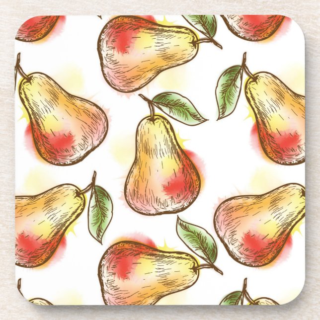 Pattern with pear beverage coaster (Front)