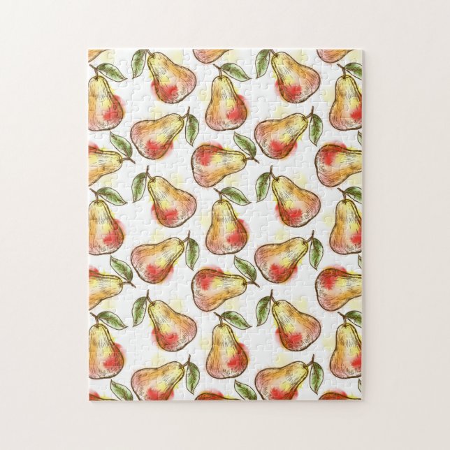 Pattern with pear jigsaw puzzle (Vertical)