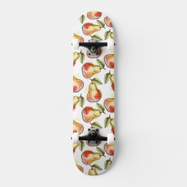 Pattern with pear skateboard deck (Front)