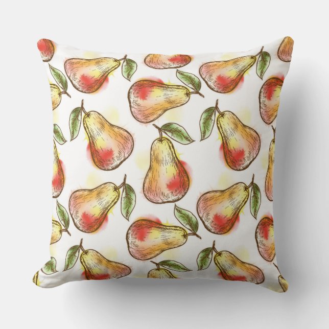 Pattern with pear throw pillow (Front)