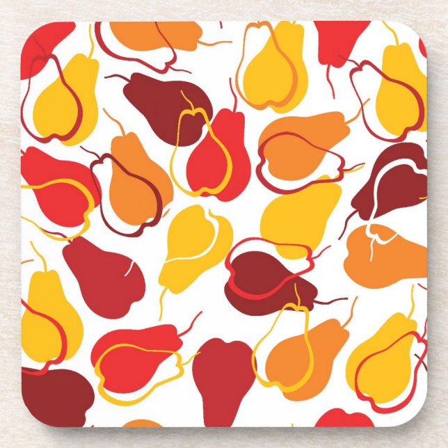 Pattern with pears beverage coaster (Front)