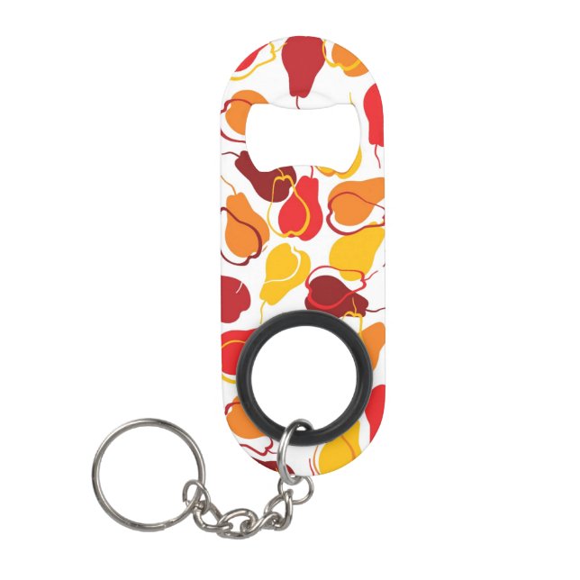 Pattern with pears keychain bottle opener (Front)