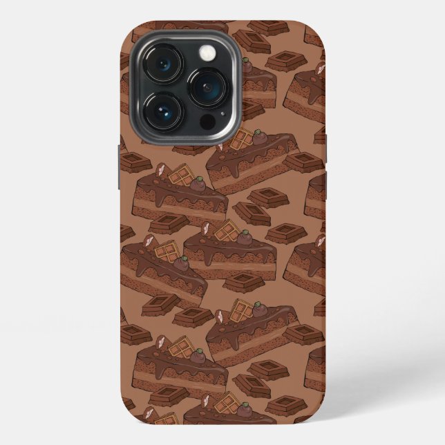  Pattern with pieces of chocolate cake Iphone Case (Back)