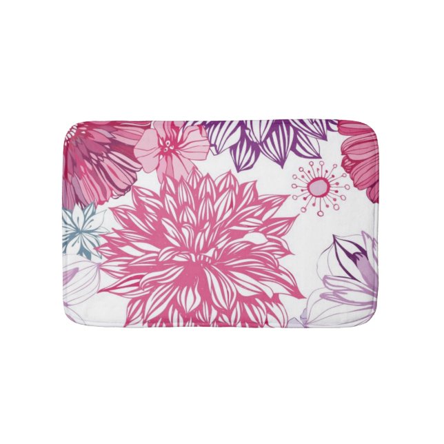 Pattern with pink asters and dahlia bath mat (Front)