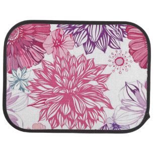 Pattern with pink asters and dahlia car mat