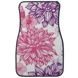 Pattern with pink asters and dahlia car mat