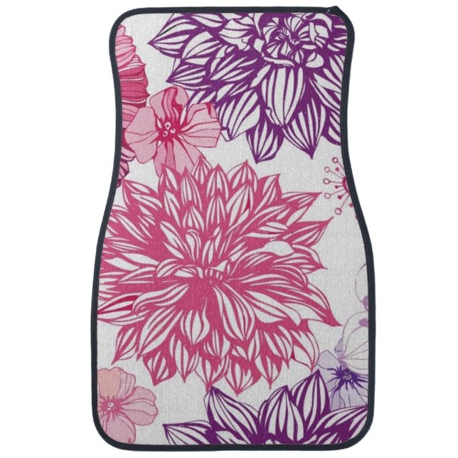 Pattern with pink asters and dahlia car mat (Front)