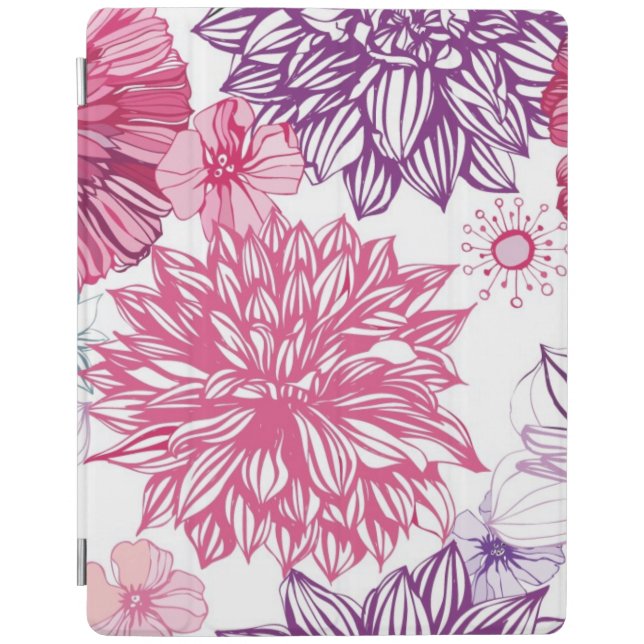 Pattern with pink asters and dahlia iPad smart cover (Front)