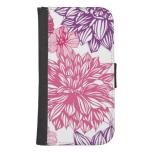 Pattern with pink asters and dahlia samsung s4 wallet case