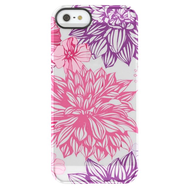 Pattern with pink asters and dahlia uncommon iPhone case (Back)