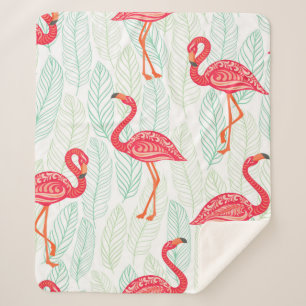 Pattern with pink flamingo ornaments on a backgrou sherpa blanket