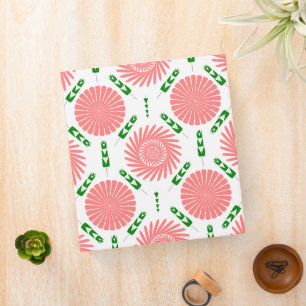 pattern with pink flowers 3 ring binder