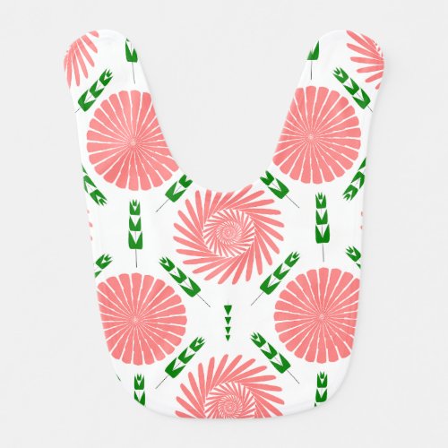  pattern with pink flowers  baby bib