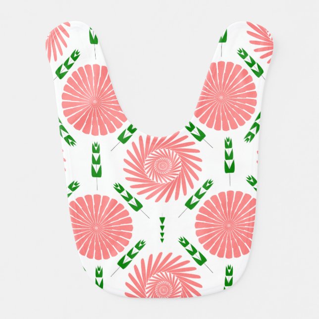  pattern with pink flowers  baby bib (Front)