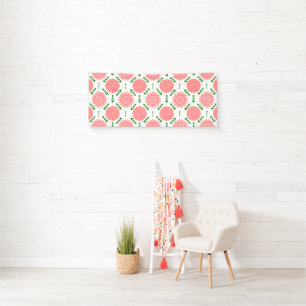 pattern with pink flowers banner