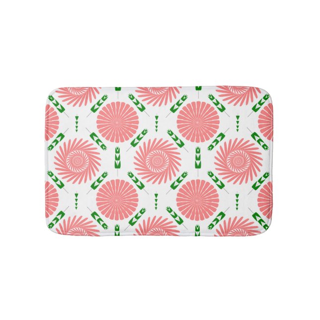  pattern with pink flowers   bath mat (Front)