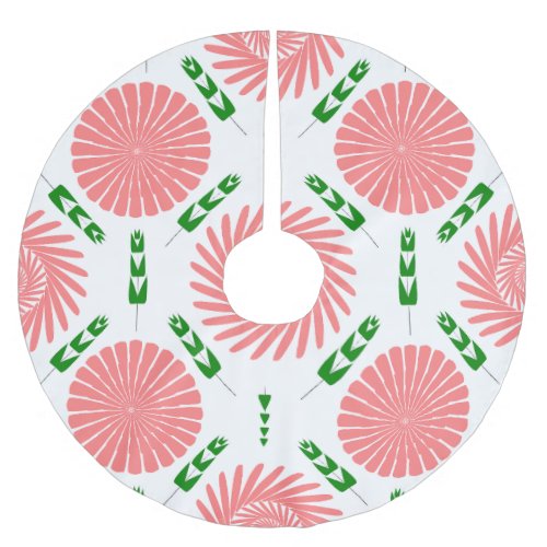  pattern with pink flowers   brushed polyester tree skirt