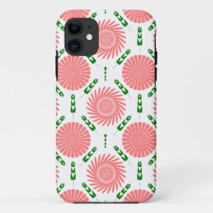 pattern with pink flowers  iPhone 11 case
