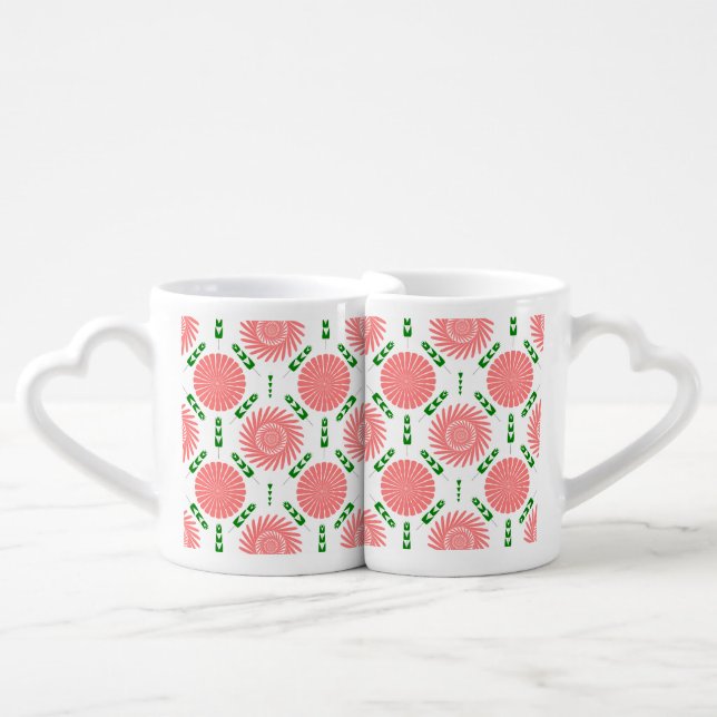  pattern with pink flowers  coffee mug set (Front Nesting)