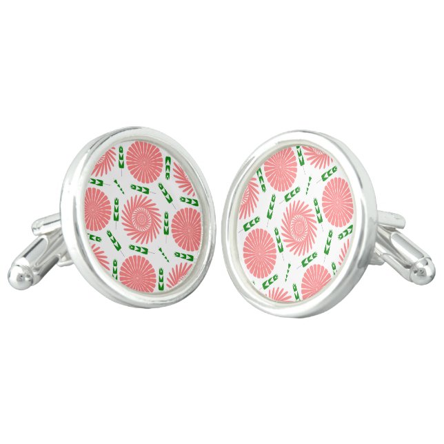  pattern with pink flowers  cufflinks (Angled)