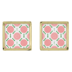  pattern with pink flowers   cufflinks