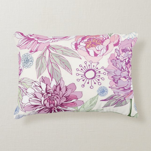 Pattern with pink flowers decorative pillow (Front)