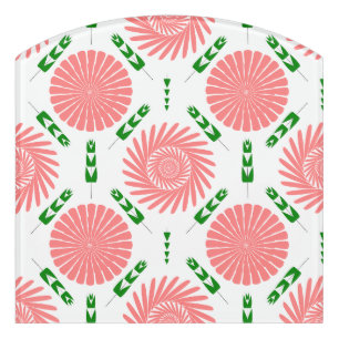 pattern with pink flowers door sign