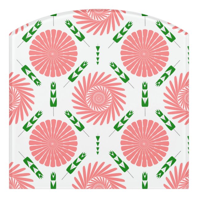  pattern with pink flowers   door sign (Contour Front)
